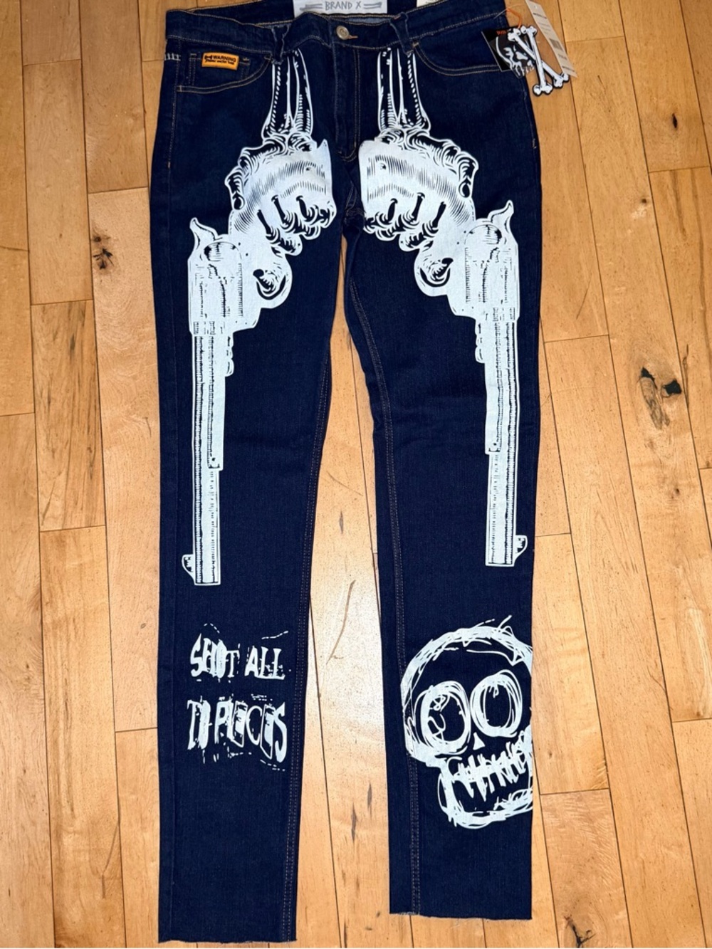 NEW BRAND X SHOT ALL TO PIECES, SLIM FIT MEN'S BLUE JEANS Men’s 36
